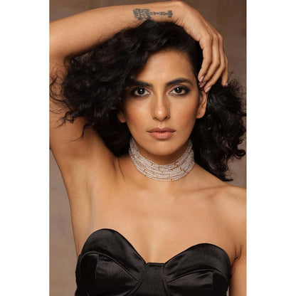 SWABHIMANN Aysha White Choker Necklace