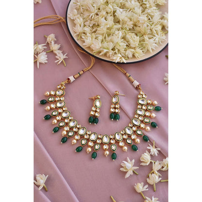 SWABHIMANN Asia Multicolour Gold Plated Kundan Necklace Set