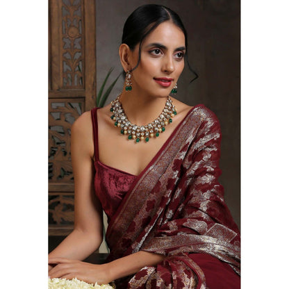 SWABHIMANN Asia Multicolour Gold Plated Kundan Necklace Set