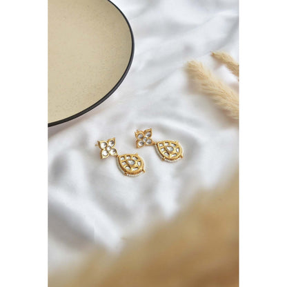 SWABHIMANN Jeah White Kundan Dangler Earrings