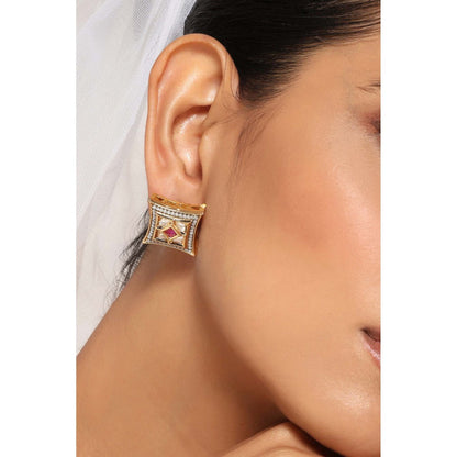 SWABHIMANN Heyat Multicolour Kundan Studs Earrings