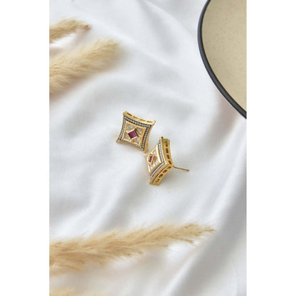 SWABHIMANN Heyat Multicolour Kundan Studs Earrings