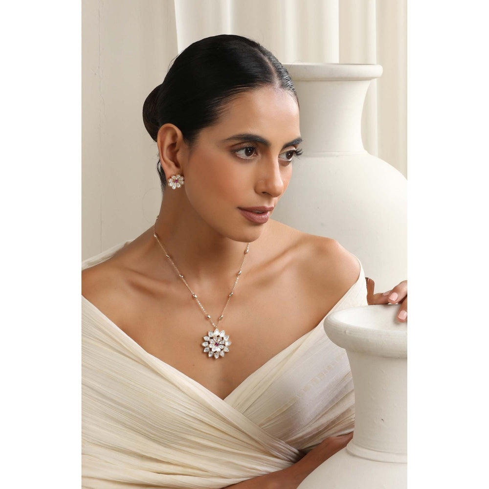 SWABHIMANN Shirin White Polki Pendant Necklace