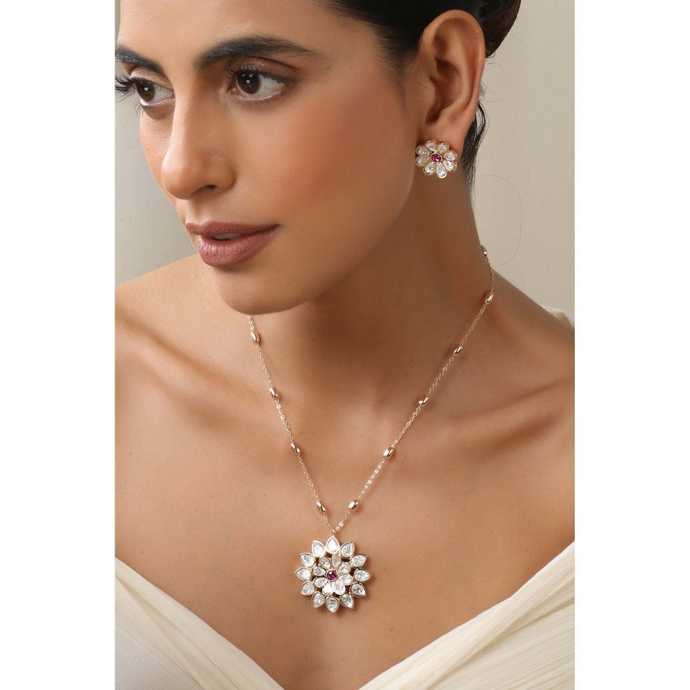 SWABHIMANN Shirin White Polki Pendant Necklace