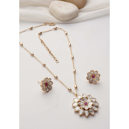 SWABHIMANN Shirin White Polki Pendant Necklace