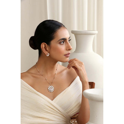 SWABHIMANN Shirin White Polki Pendant Necklace