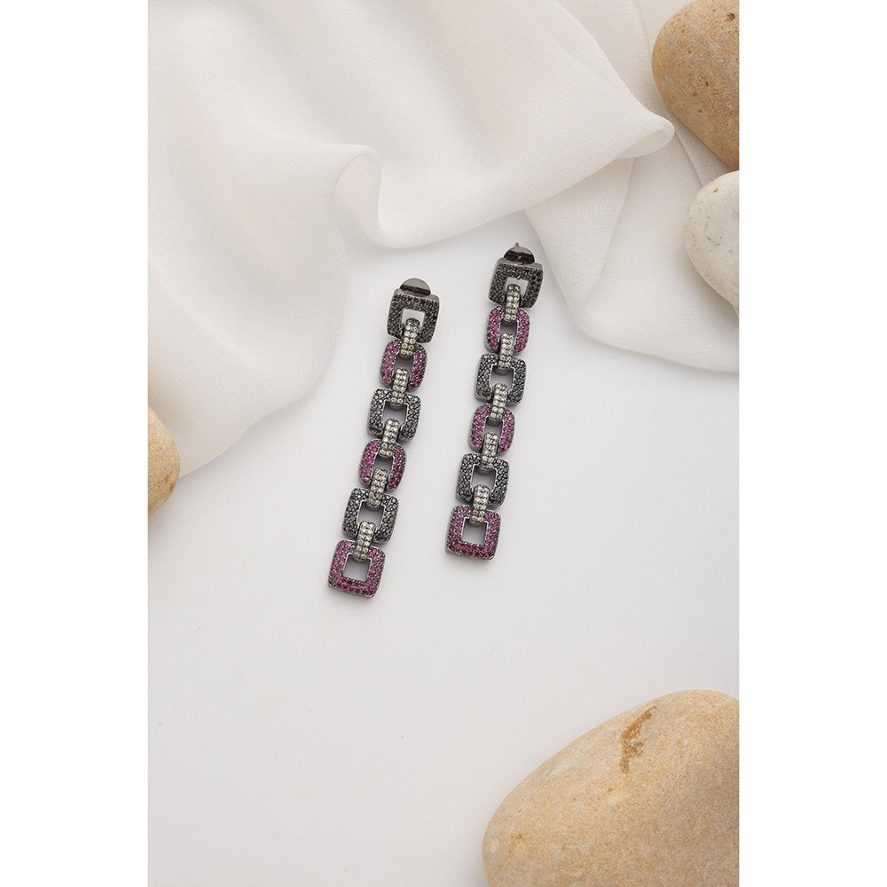 SWABHIMANN Madelyn Magenta Zirconia Dangler Earrings