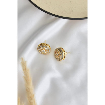 SWABHIMANN Sukh Gold Kundan Stud Earrings