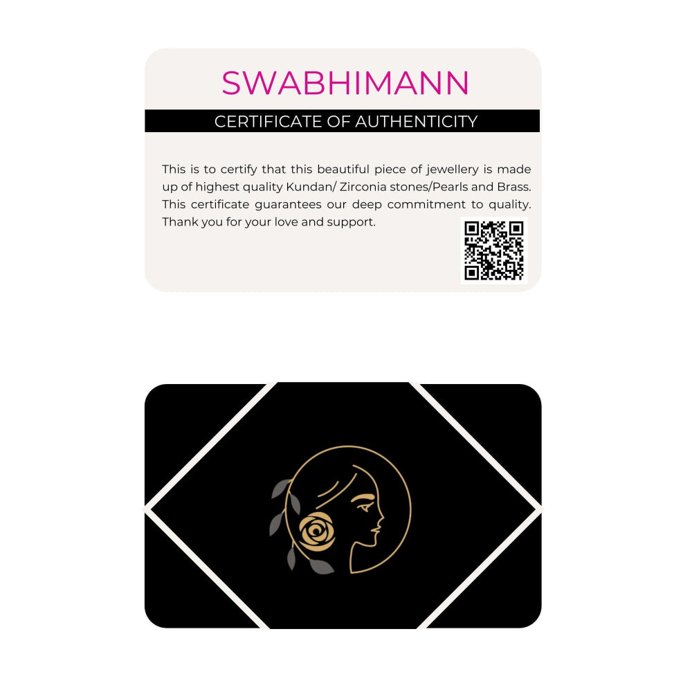 SWABHIMANN Shikha Green and White Pearl Adjustable Waist Belt