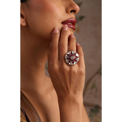 SWABHIMANN Radhiya Multicolour Polki Ring