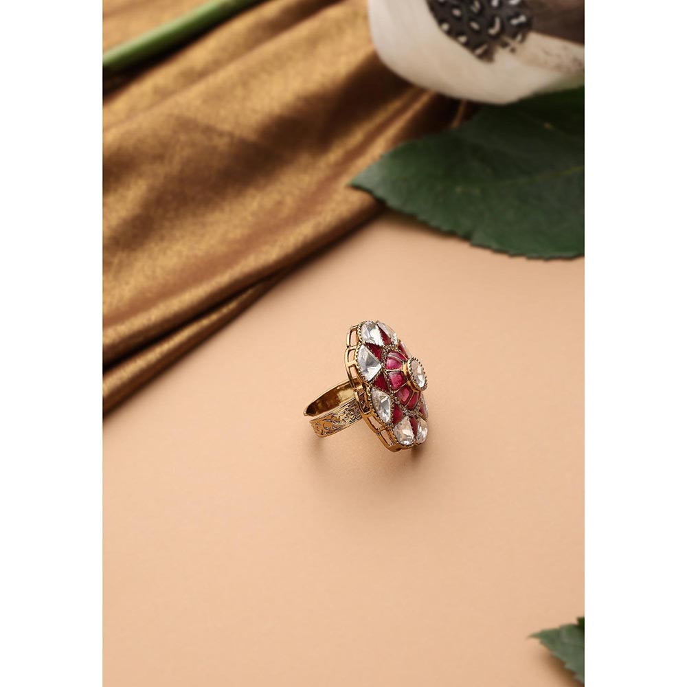 SWABHIMANN Radhiya Multicolour Polki Ring