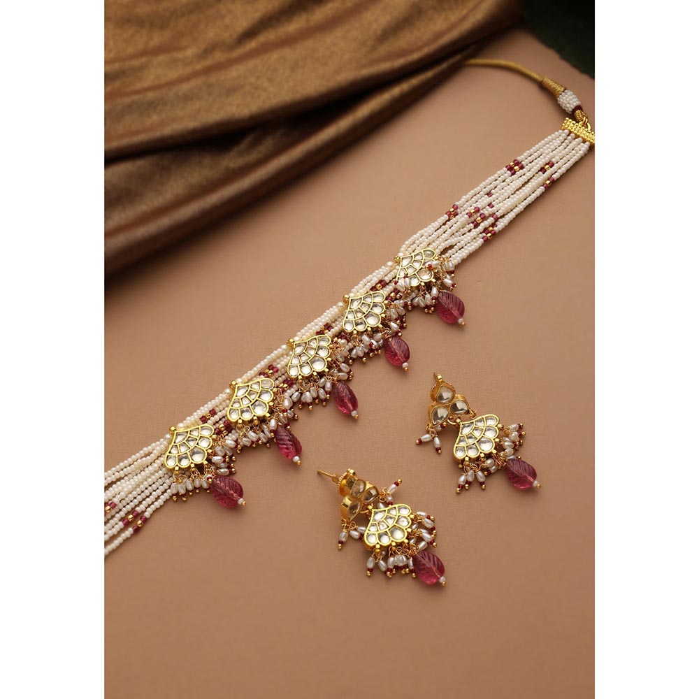 SWABHIMANN Kesar Multi-Color Polki Choker Jewellery Set