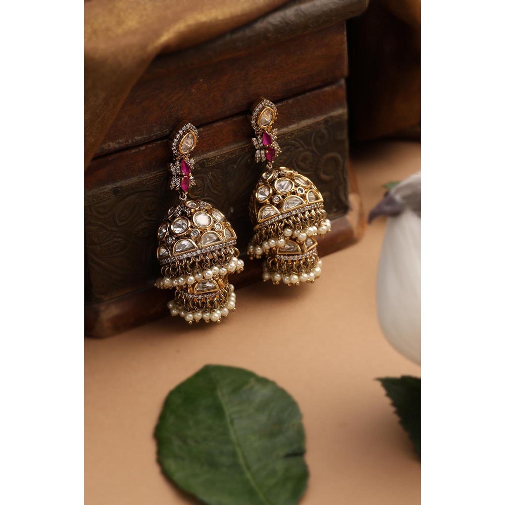 SWABHIMANN Enisha Multi-Color Polki Jhumka Earrings