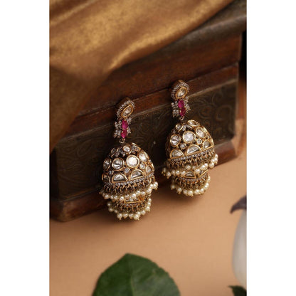 SWABHIMANN Enisha Multi-Color Polki Jhumka Earrings