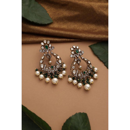 SWABHIMANN Navita Multi-Color Polki Chandbali Earrings