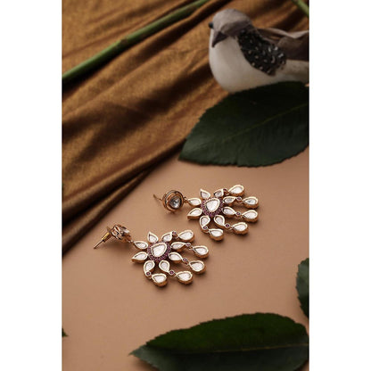 SWABHIMANN Sanya Red Polki Dangler Earrings