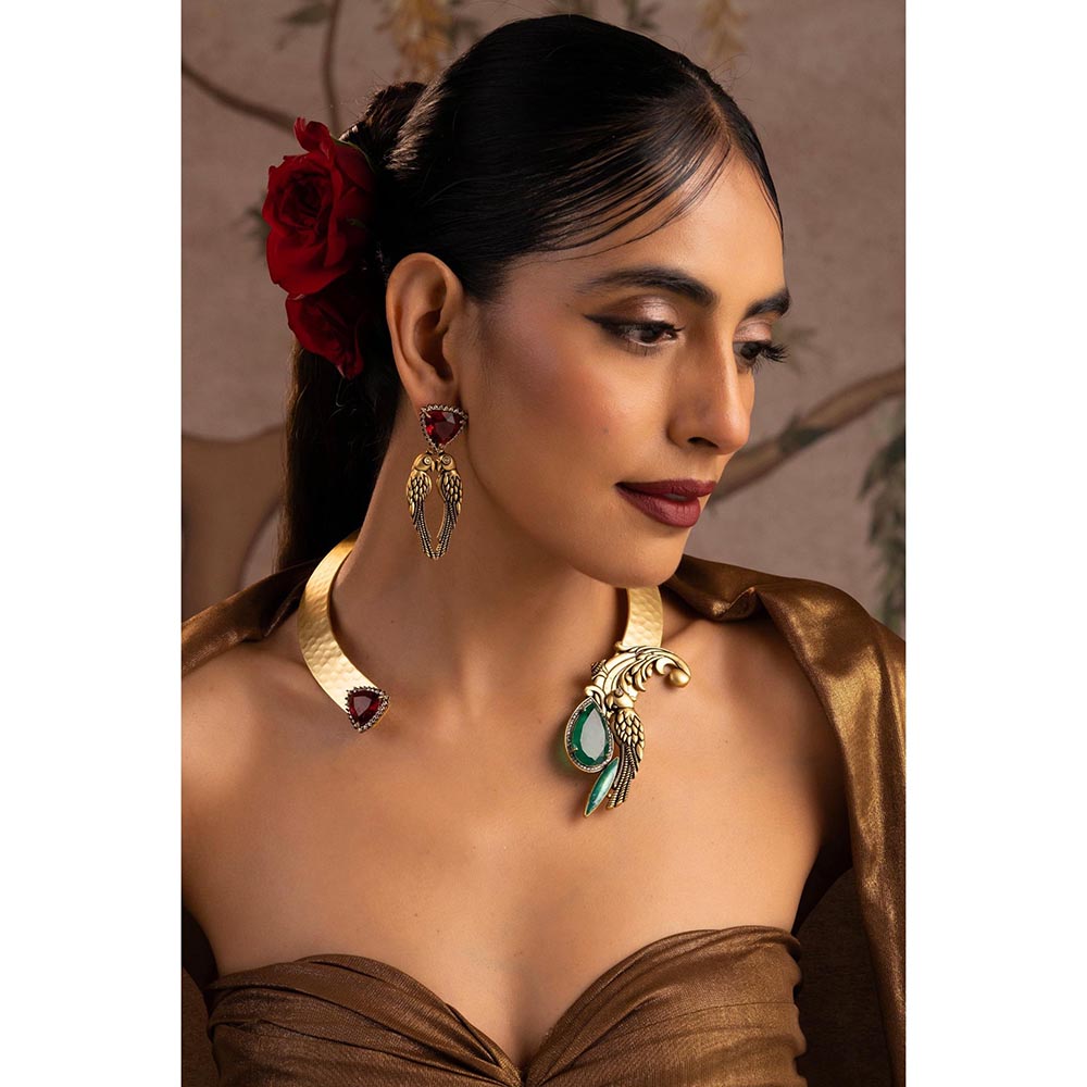 SWABHIMANN Vinaya Emerald and Ruby Jewellery Set