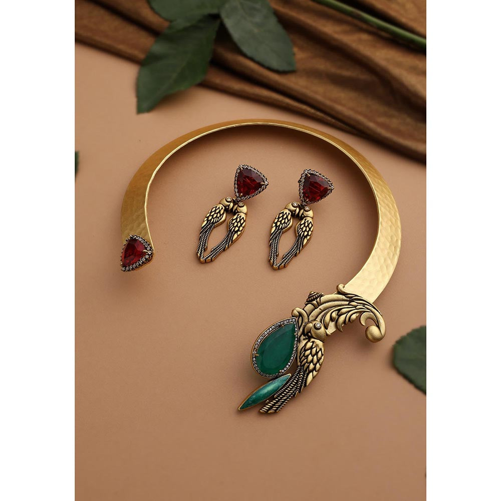 SWABHIMANN Vinaya Emerald and Ruby Jewellery Set