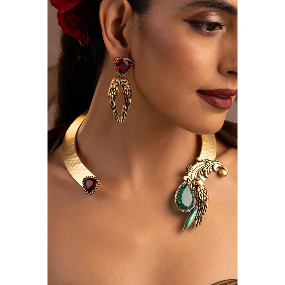 SWABHIMANN Vinaya Emerald and Ruby Jewellery Set