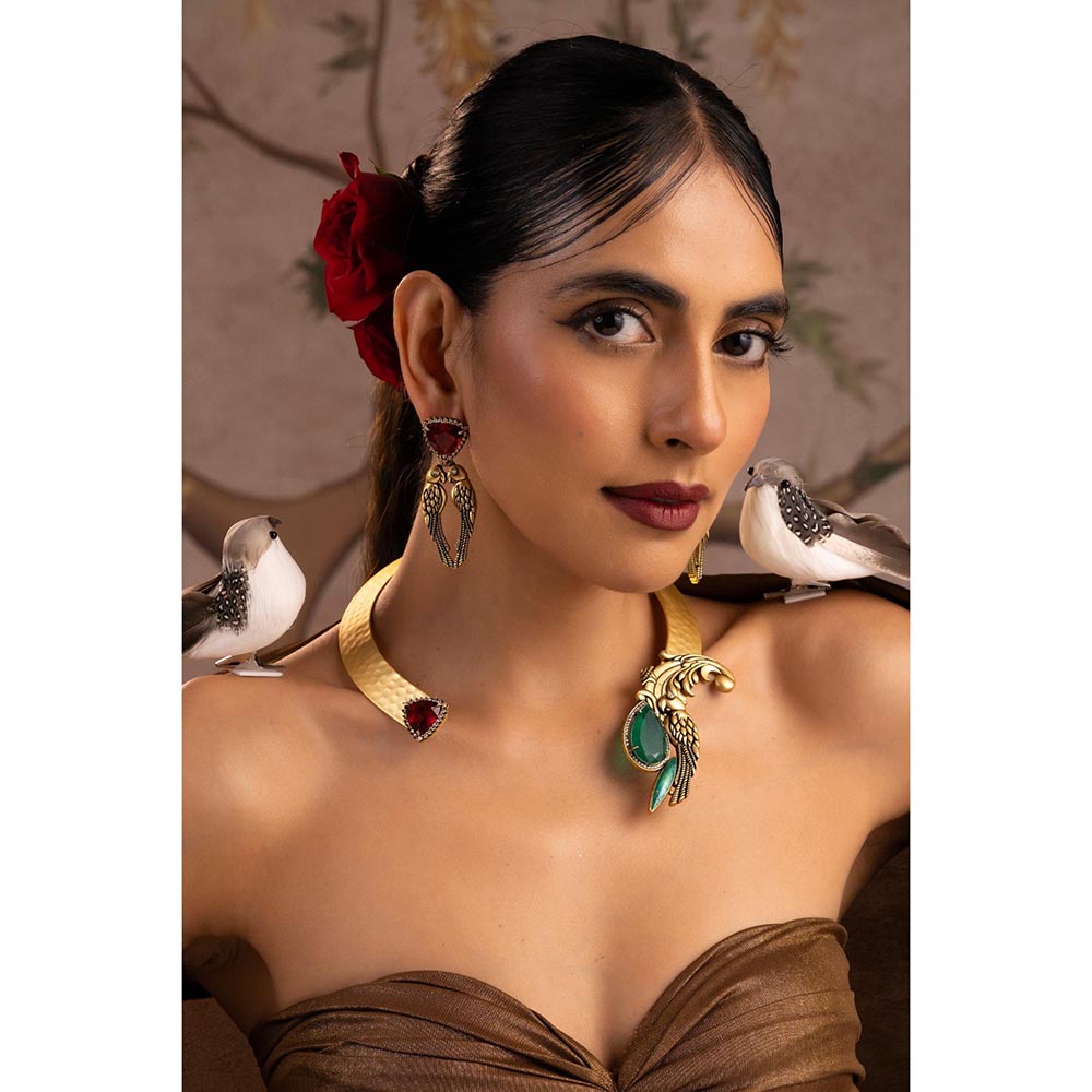 SWABHIMANN Vinaya Emerald and Ruby Jewellery Set