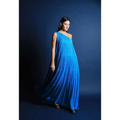 Swatee Singh One Shoulder Ruched Tiered Maxi