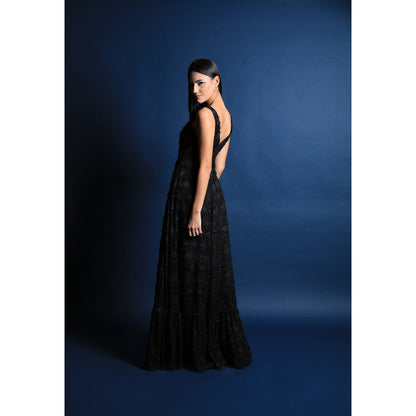 Swatee Singh Plunging Neckline Cocktail Gown