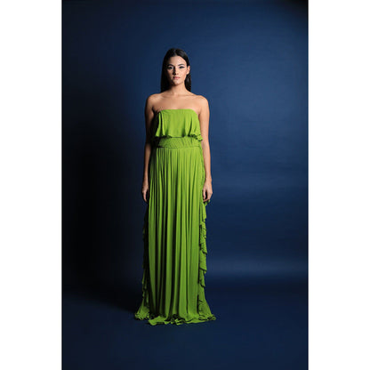 Swatee Singh Off Shoulder Gown With Frill Detail