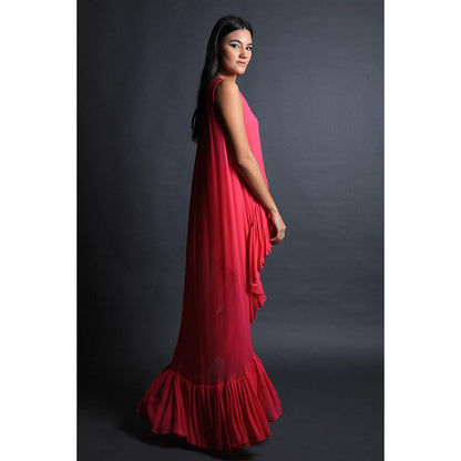 Swatee Singh Ruffle Detail Asymmetric Dress