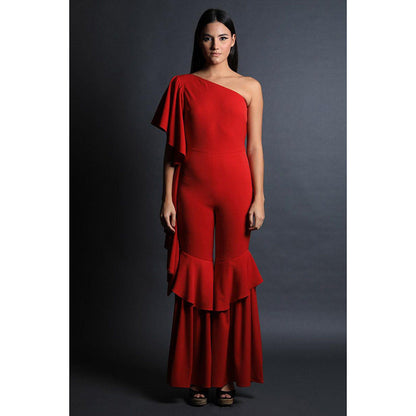 Swatee Singh One Shoulder Ruffled Pants Jumpsuit