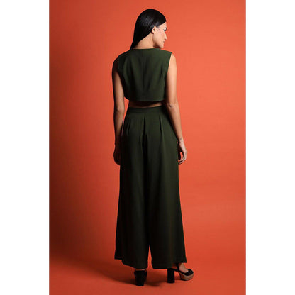Swatee Singh Crop Waist Coat and Pleated Pants (Set of 2)
