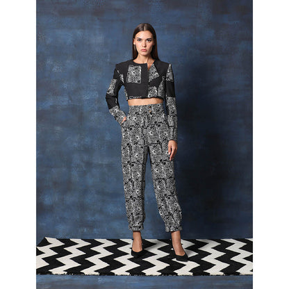 Swatee Singh Crop Jacket And Full Straight Sleeves With Chinos Pant