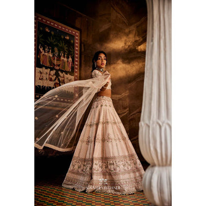 SWATHI VELDANDI Heavenly Pink Lehenga with Blouse and Dupatta (Set of 3)