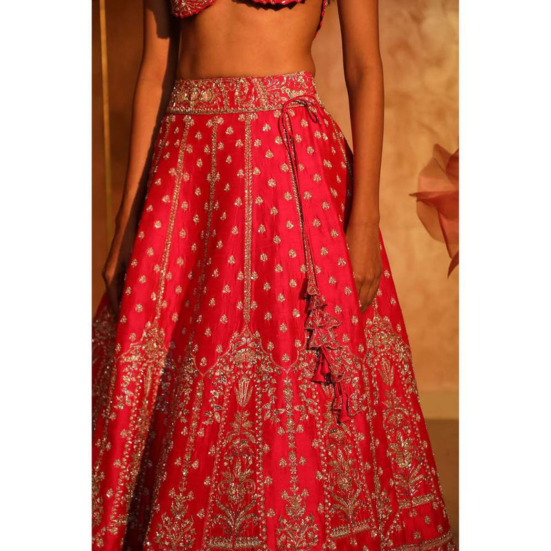 SWATHI VELDANDI Princess Pink Bridal Lehenga with Blouse and Dupatta (Set of 3)