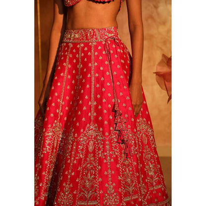 SWATHI VELDANDI Princess Pink Bridal Lehenga with Blouse and Dupatta (Set of 3)