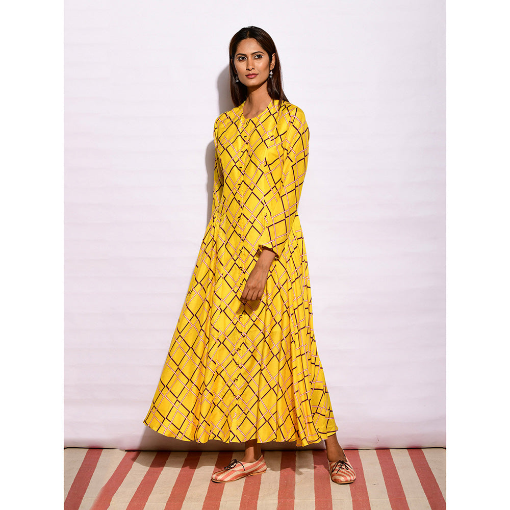 Swati Vijaivargie In Bloom Yellow Diamond Printed Maxi Dress