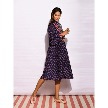 Swati Vijaivargie In Bloom Navy Blue Diamond Printed Dress