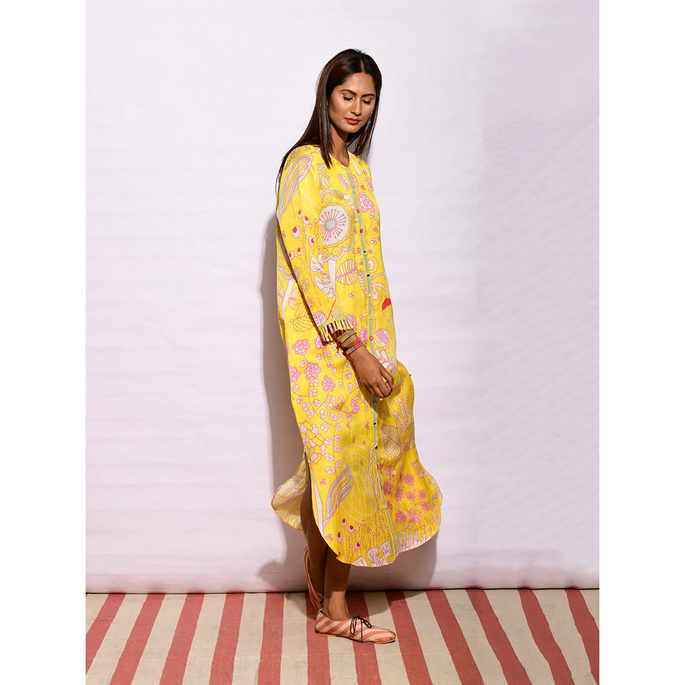 Swati Vijaivargie In Bloom Yellow Jaal Shirt Dress