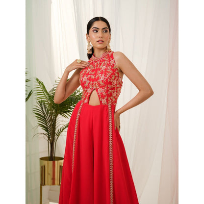 Tamaraa by Tahani Red Lyric Jumpsuit