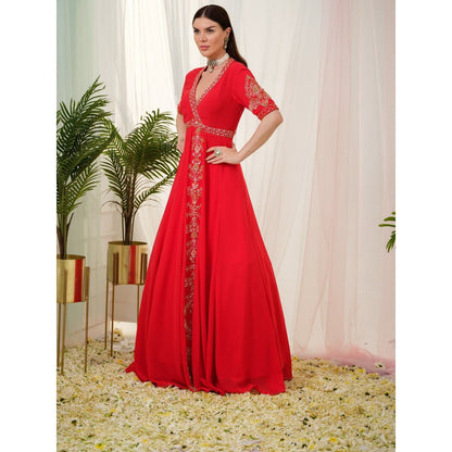 Tamaraa by Tahani Red Vermilion Anarkali Dress