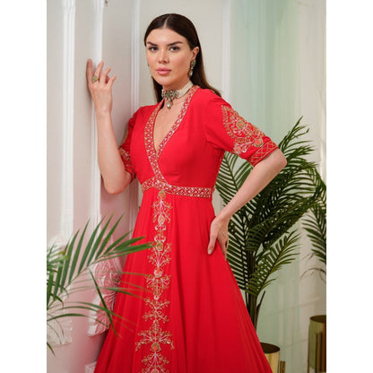 Tamaraa by Tahani Red Vermilion Anarkali Dress