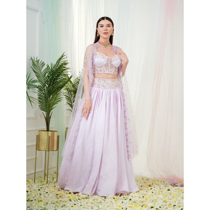 Tamaraa by Tahani Lavender Celestia Lehenga with Blouse and Jacket (Set of 3)
