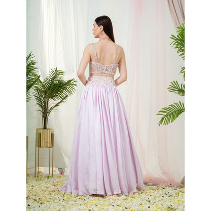 Tamaraa by Tahani Lavender Celestia Lehenga with Blouse and Jacket (Set of 3)