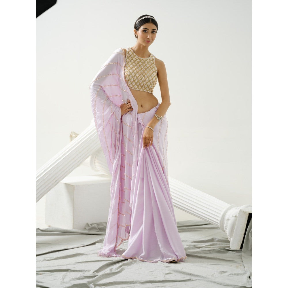 Tamaraa by Tahani Caprice Lavender Sequin Saree with Stitched Blouse