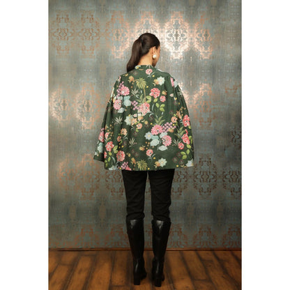 Tanu Malhotra Green Printed Cape