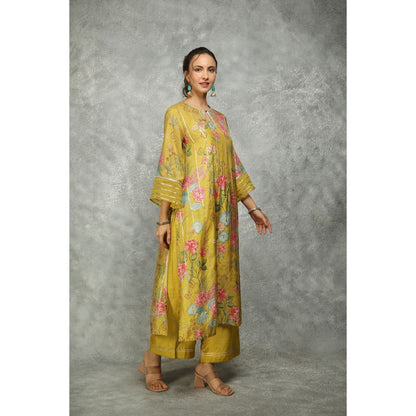 Tanu Malhotra Green Printed Kurta with Pant and Dupatta (Set of 3)