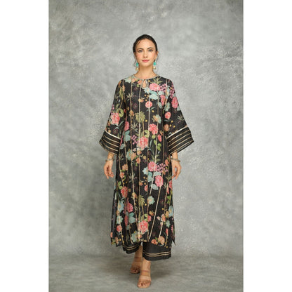 Tanu Malhotra Black Printed Kurta with Pant and Dupatta (Set of 3)