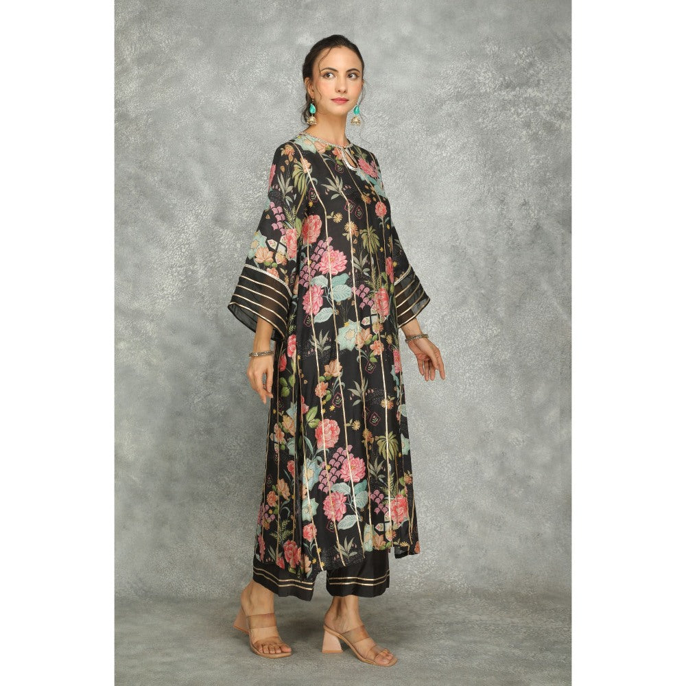 Tanu Malhotra Black Printed Kurta with Pant and Dupatta (Set of 3)
