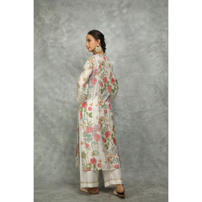 Tanu Malhotra White Printed Kurta with Pant and Dupatta (Set of 3)