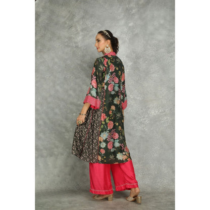 Tanu Malhotra Green Side Panel Buti Kurta with Palazzo and Dupatta (Set of 3)