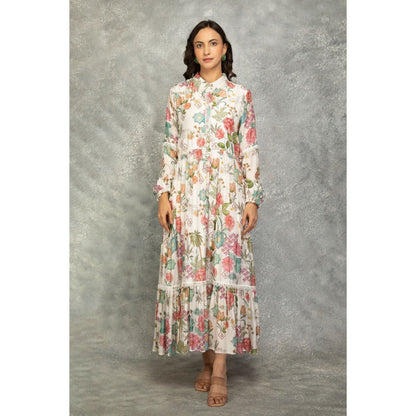 Tanu Malhotra White Floral Printed Dress